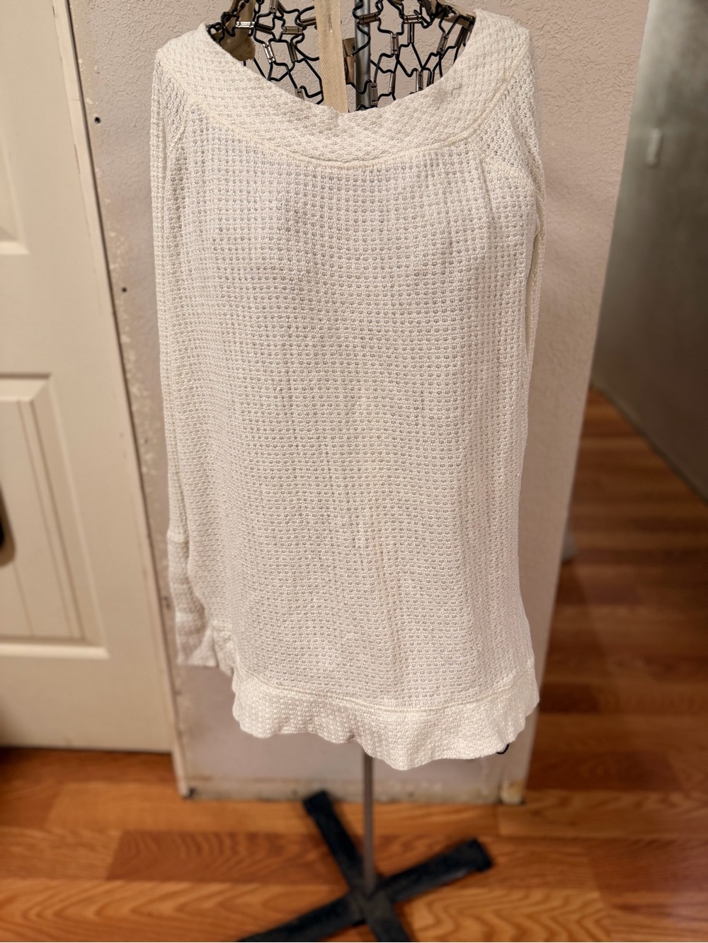 Cozy Waffle-Knit Dream: We The Free Ruffled Thermal Top (M)
